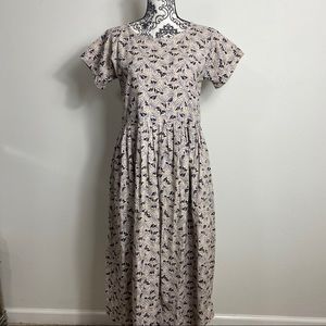 Ponica Floral Fit Flare Pleated Lagenlook Dress M